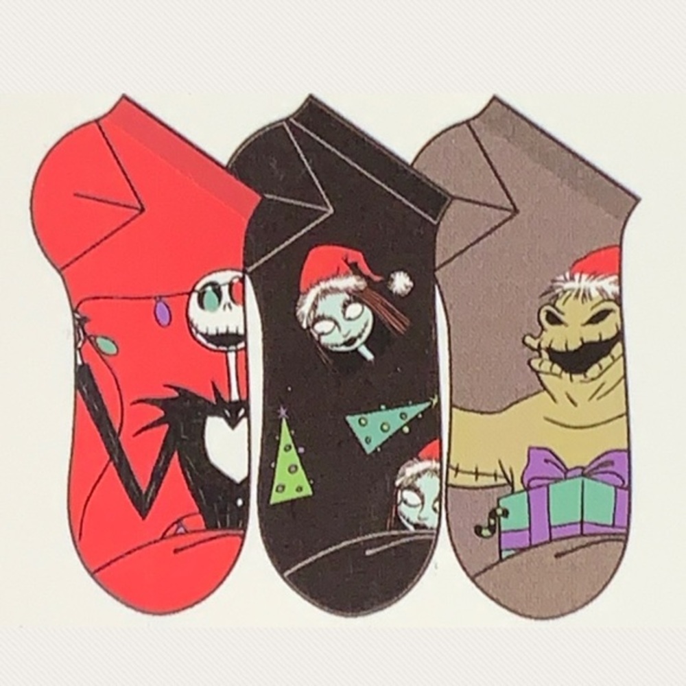 Nightmare Before Christmas No Show Socks Three Pack NWB Halloween